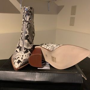 Missguided Snakeskin bootie heels, zip front